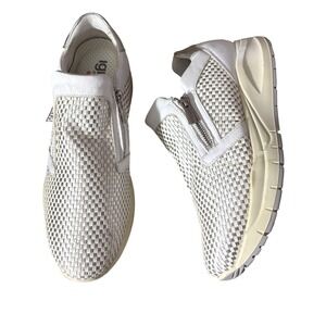 Igi&Co Woven Leather White Metallic Comfort Sneakers Italy sz 9